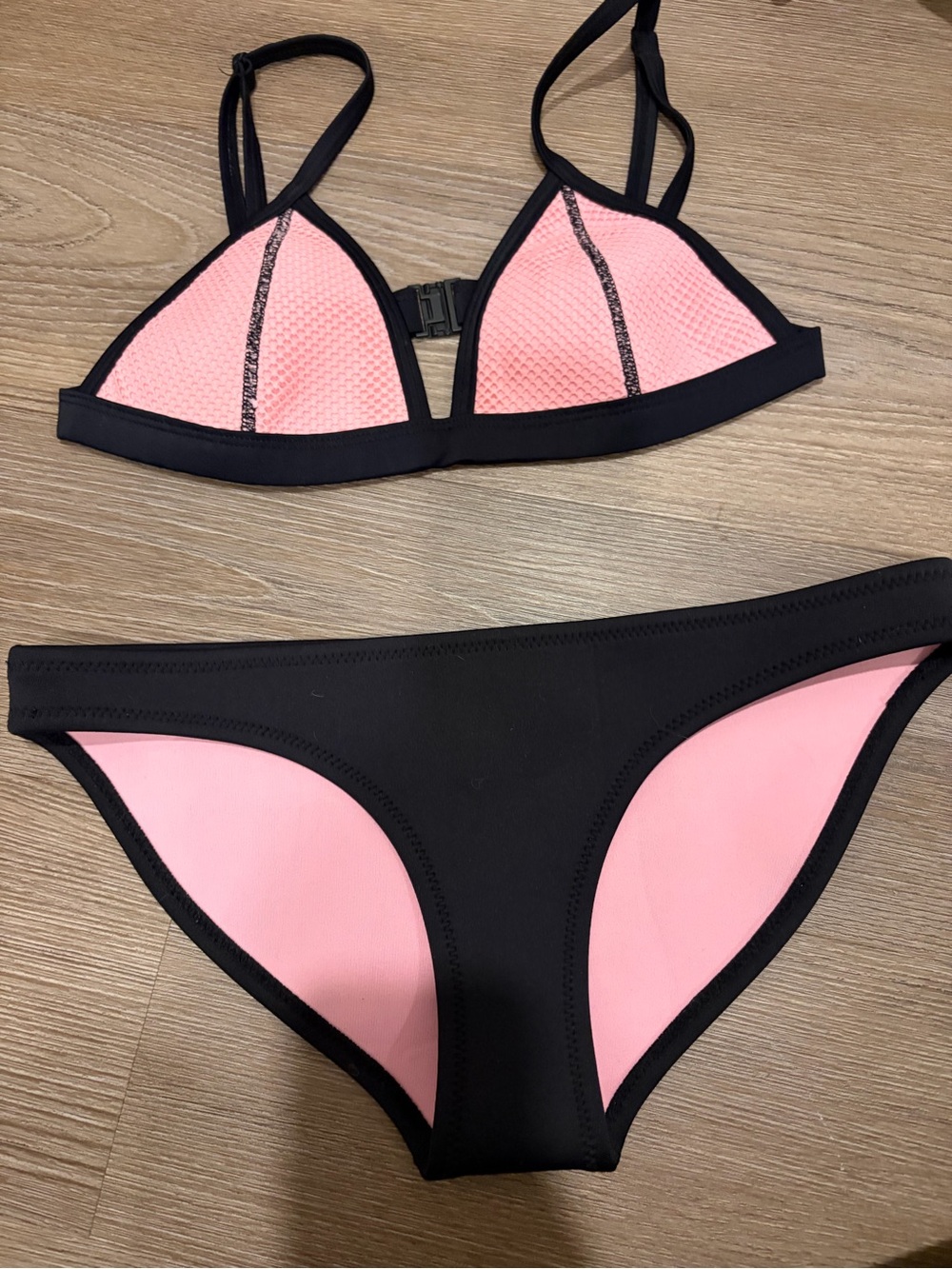 triangl swimwear Pink and Black Neoprene Bikini Top